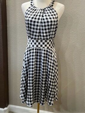White House Black Market Black & White Gingham Halter Mini Dress